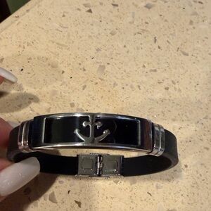 Black Rubber Anchor Accent Bracelet NWOT